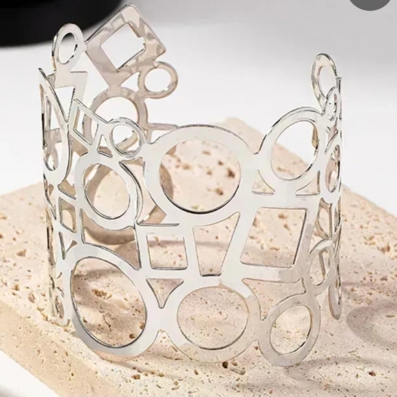 Cuff Bracelet Art Deco Design Silver Ferroalloy Plating - Picture 6 of 10